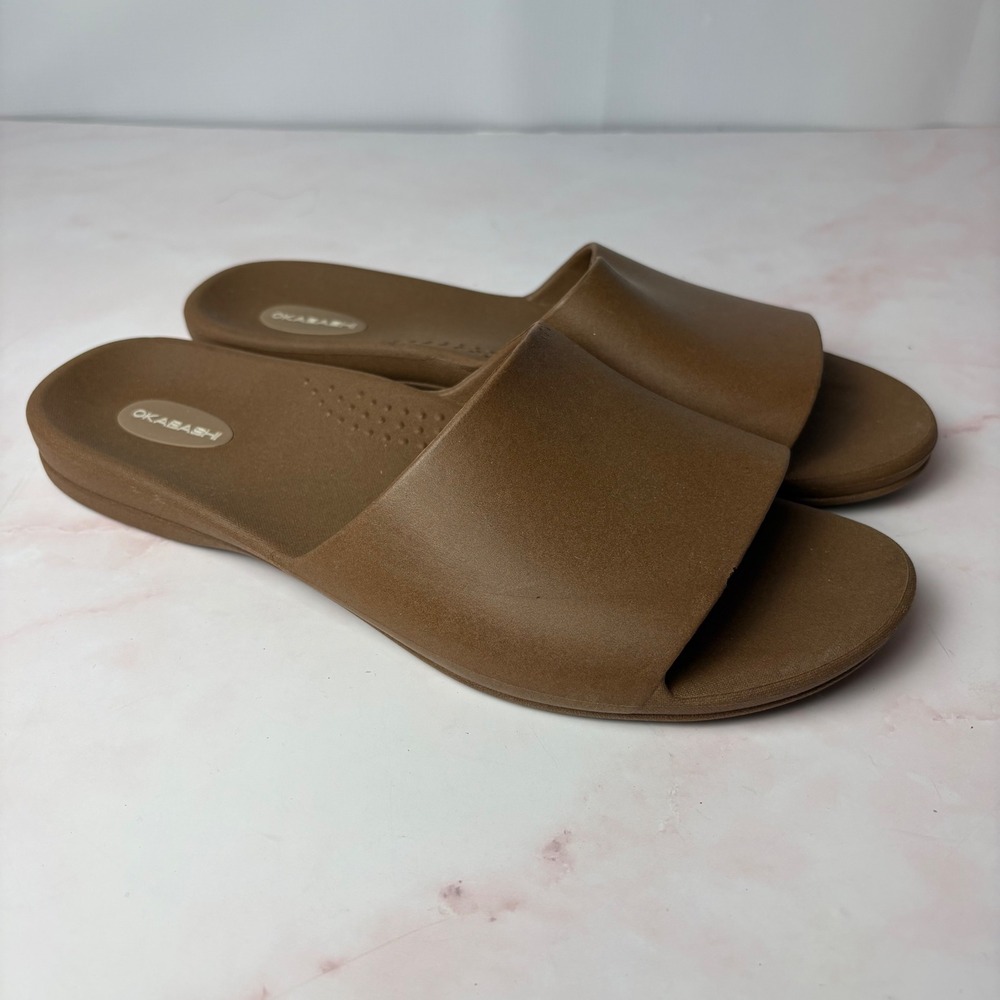 Okabashi Womens Brown Slide Sandals Comfort‎ Arch Support Made in USA Size 10